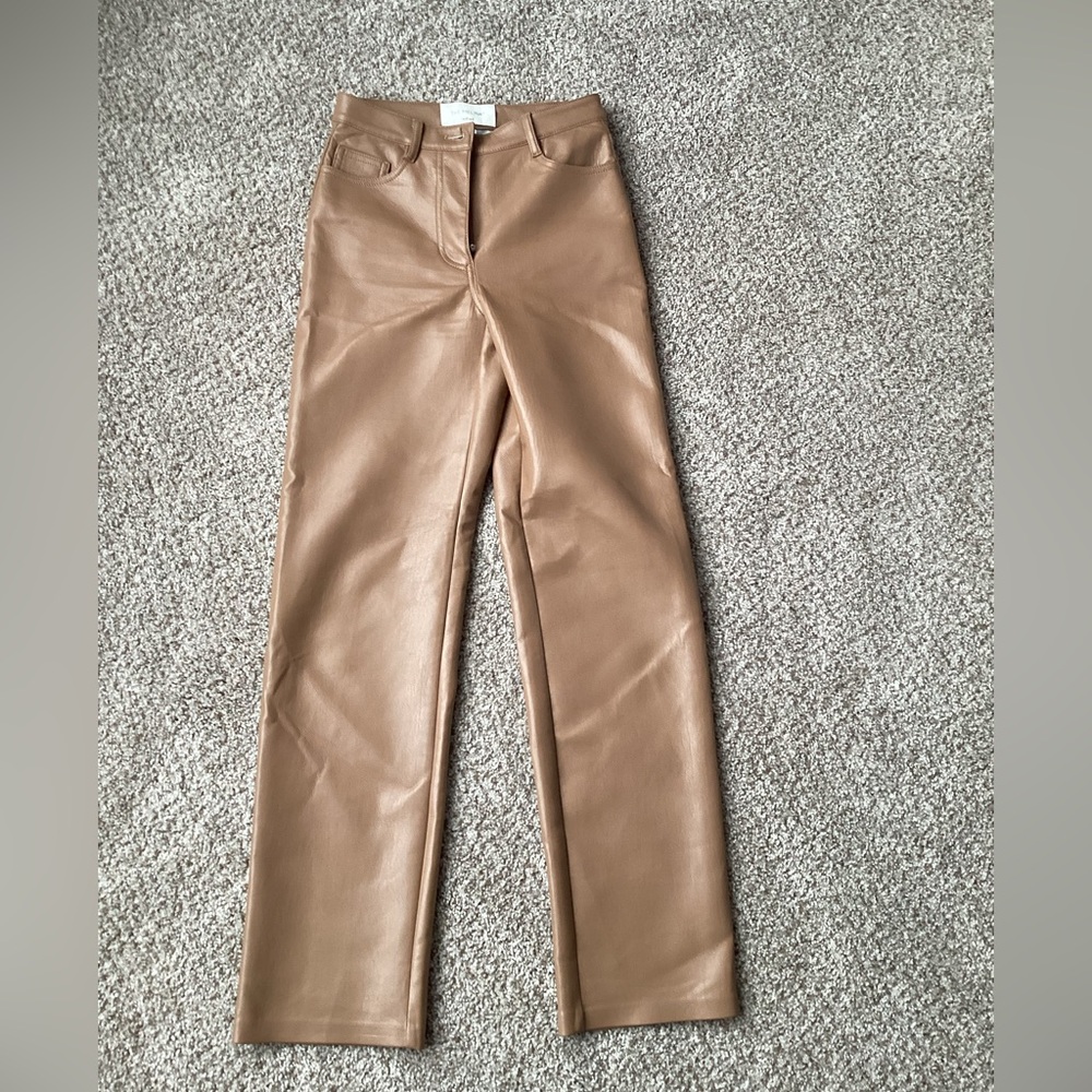 Aritzia Wilfred Camel Faux Leather Pants